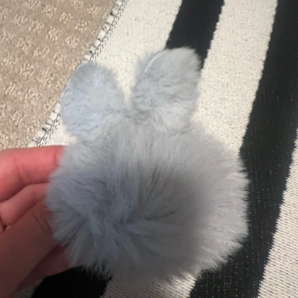 Gray bunny Faux Fur Keychain Accessory - Picture 3 of 3